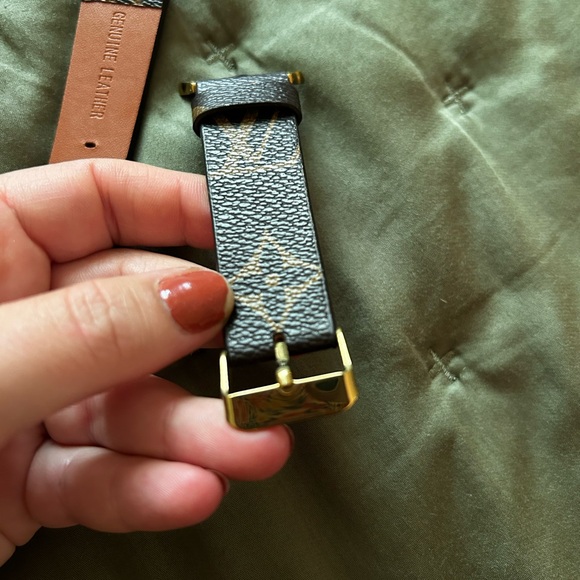 Brown Logo Leather Apple Watch Strap with Gold Buckle - Picture 6 of 8